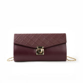 SQUARE QUILTED CLUTCH - MAROON -M026 WestStyle